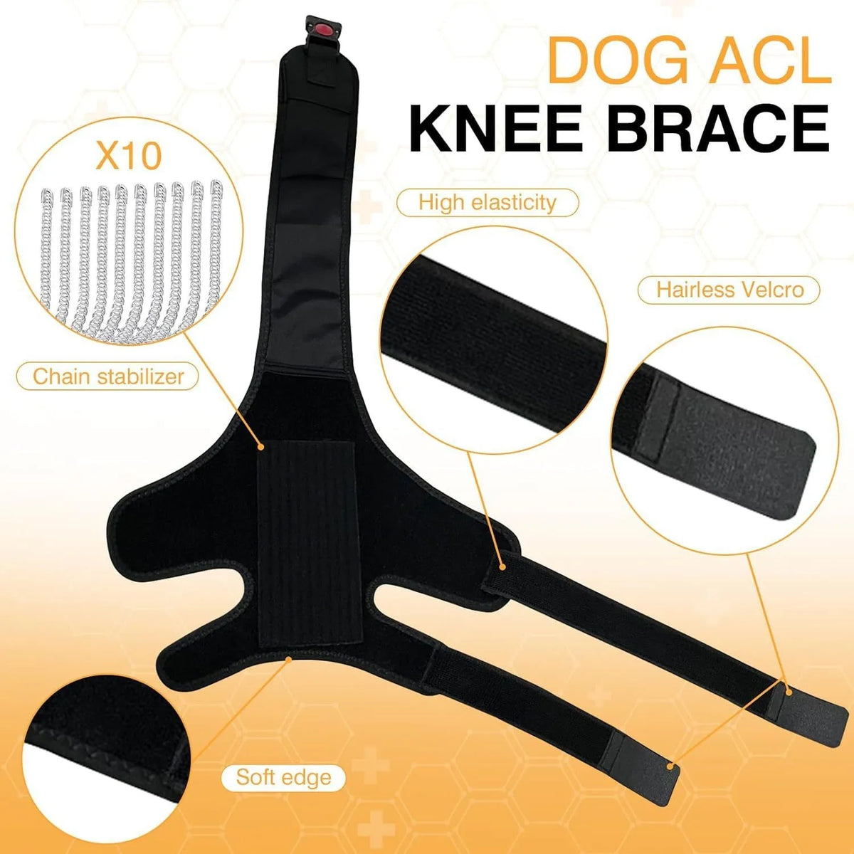 Dog leg protector knee brace with auxiliary belt elastic bandage for joint support
