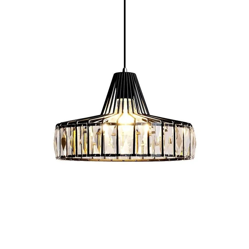 Modern crystal sun lamp chandelier with LED light in black or gold finish