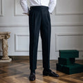 Men's high-waist straight-leg casual trousers in polyester available in multiple colours