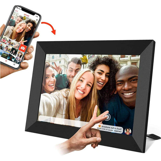 Touchscreen WiFi digital photo frame with portrait and landscape rotation capabilities