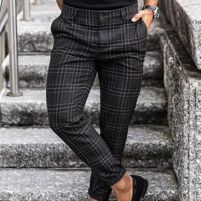 Men's stylish plaid casual pants in various colors and sizes