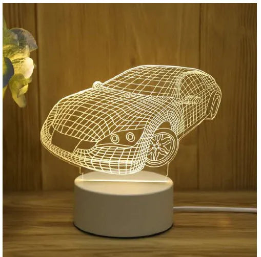 3D acrylic USB night light with unicorn illusion projection in warm white