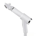 A beige pet hair dryer and a blue whirlpool comb for dog grooming and deshedding.