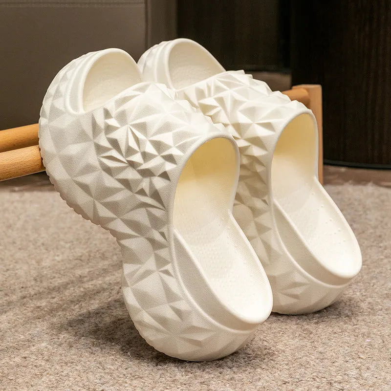 Women's Eva flip flop slippers in khaki colour with a thick injection-moulded sole.