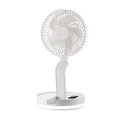 White household folding USB rechargeable fan with 7 blades, remote control, and APP control option