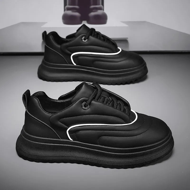 Men's and women's casual leather shoes with low platform heel in multiple colour options