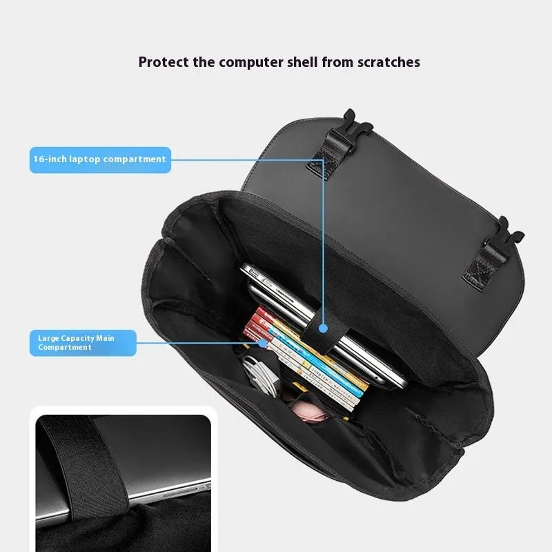 Men's solid colour Oxford cloth backpack with airpillow straps, 36-55L capacity, for business and leisure travel