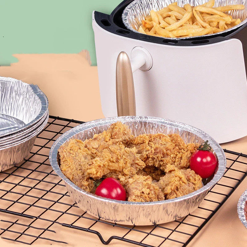 Durable aluminum foil air fryer liners in various sizes, perfect for keeping your appliance clean and well-maintained.