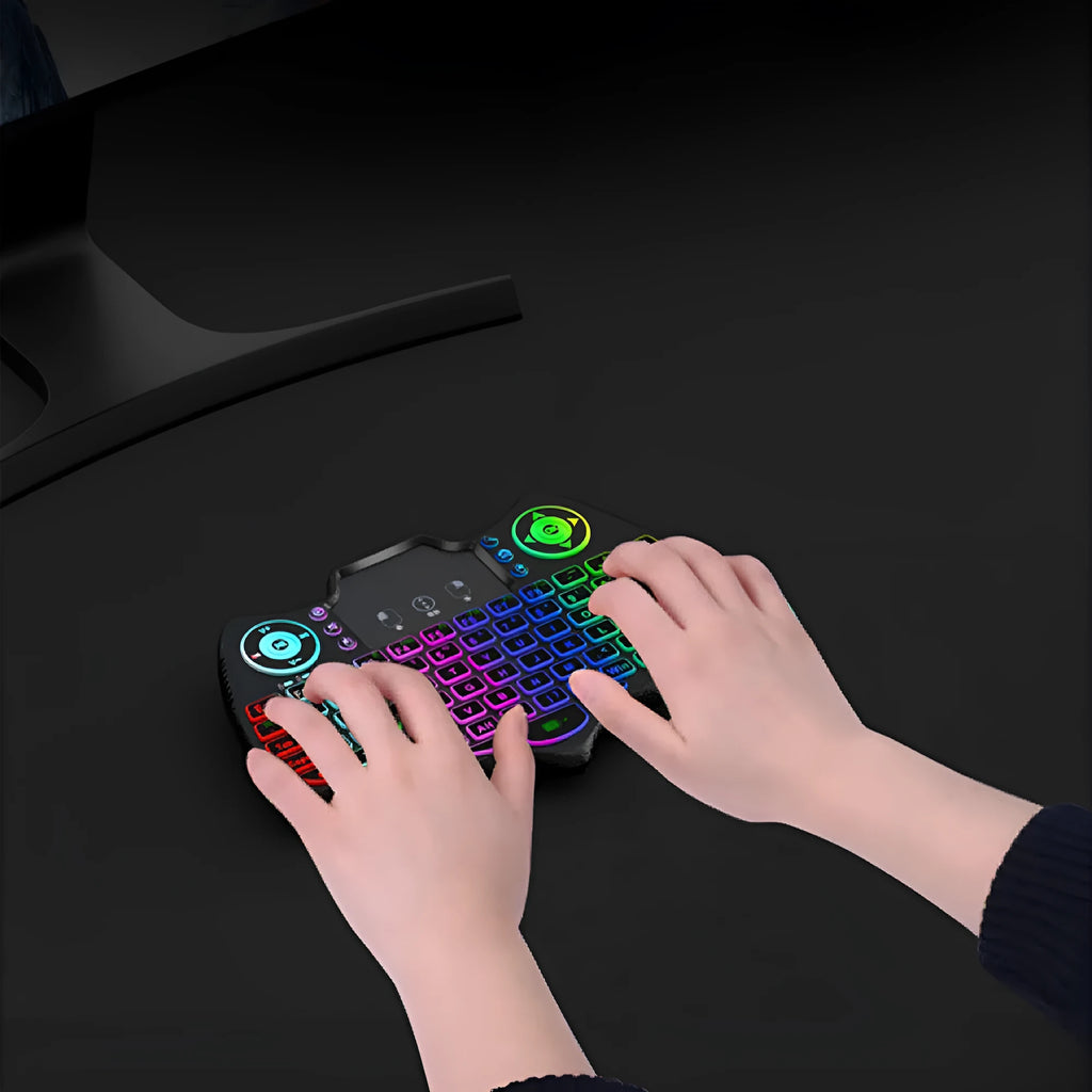 V18 black 88-key 2.4G wireless mini flying keyboard mouse remote control with receiver and data cable