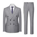 Men's striped slim fit business suit with double-button trousers in multiple colour options