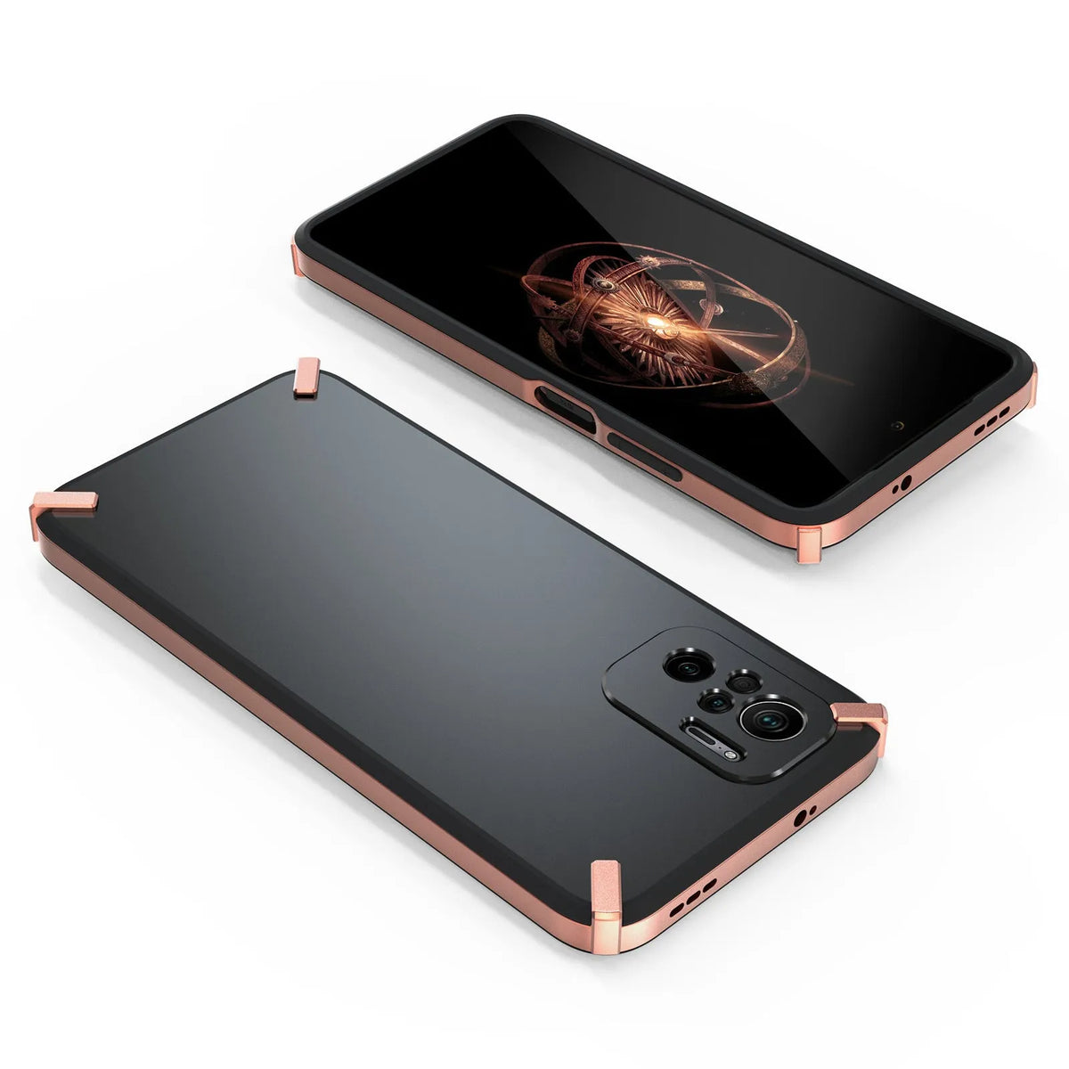 PC and TPU all-inclusive phone case for REDMI Note10 4G in tungsten steel black with metal sprayed frame