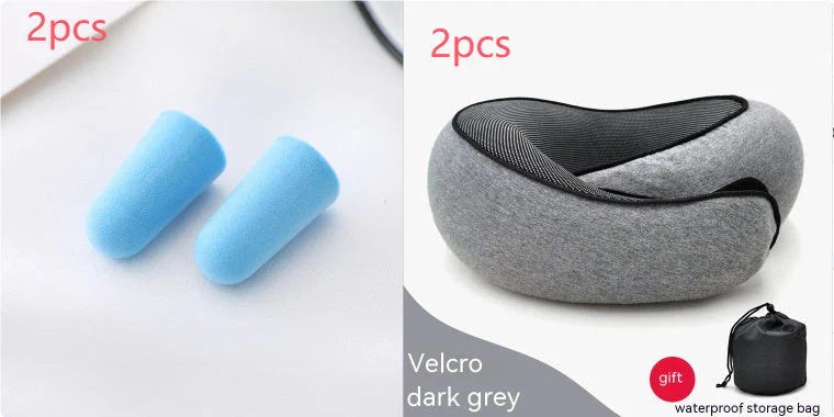 Ergonomic memory foam travel neck pillow with U-shaped design for comfortable neck support during flights and commutes