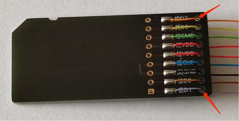EMMC read and write tool for car audio host maintenance with SD card connector