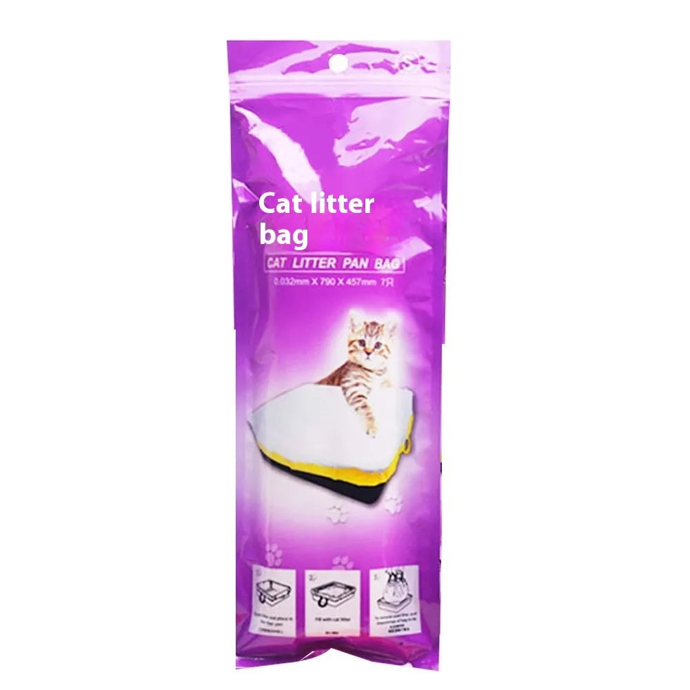 Cat litter bag with drawstring, thickened LDPE, 7-piece roll, small medium large sizes