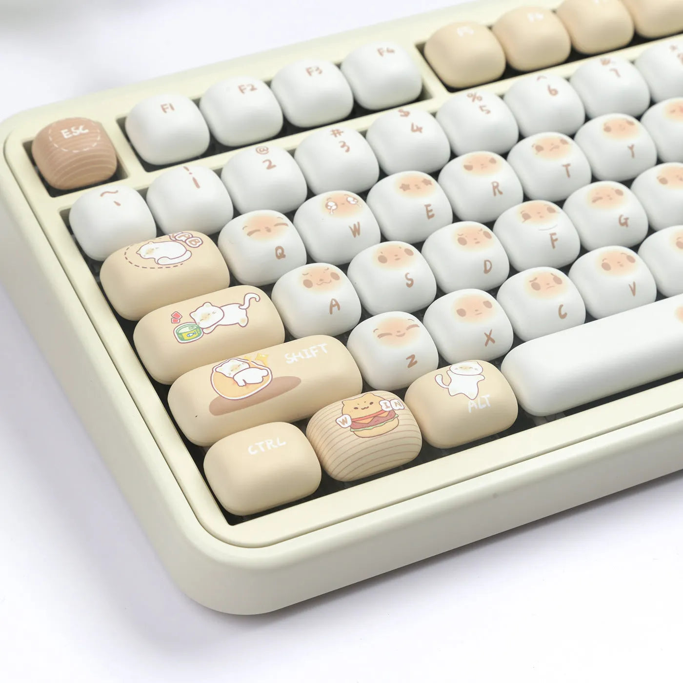 Mechanical keyboard replacement key caps in marching past colour with PBT construction