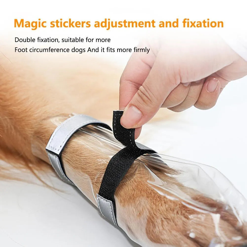 Waterproof black PVC pet shoes for large dogs with non-slip sole for outdoor rain walks