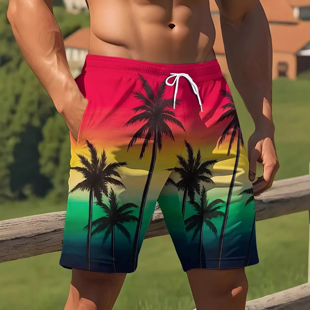 Men's micro-elastic quick-dry swimming trunks in polyester fabric showing colour options