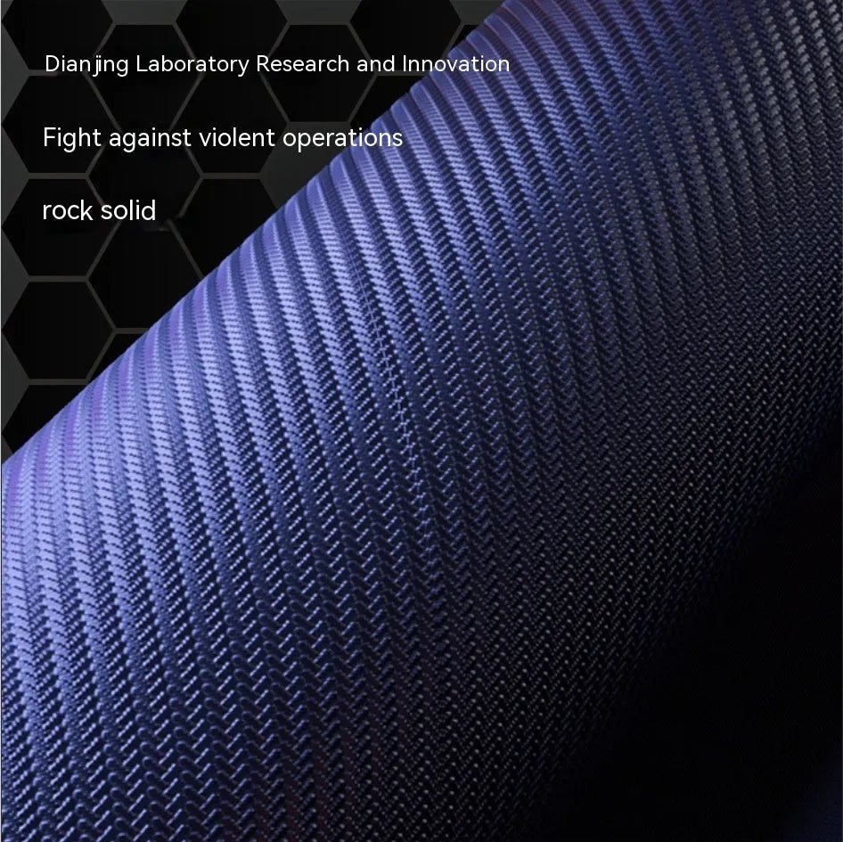 Black Mech-style cloth gaming mouse mat with luminous electric effect, showing TYPC port and non-slip rubber base.