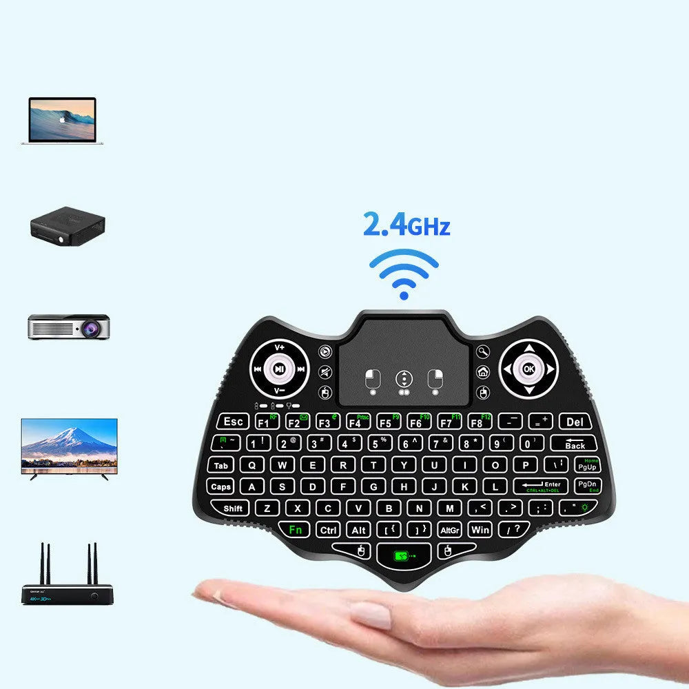 V18 black 88-key 2.4G wireless mini flying keyboard mouse remote control with receiver and data cable