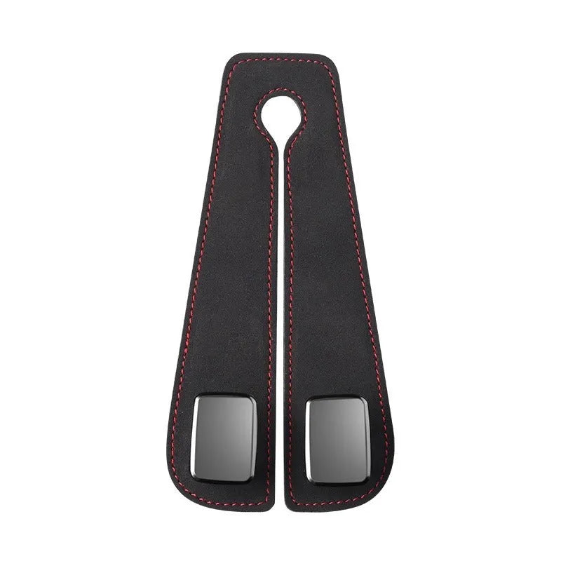 Alloy car seat hook with suede padding in various colour options for vehicle storage