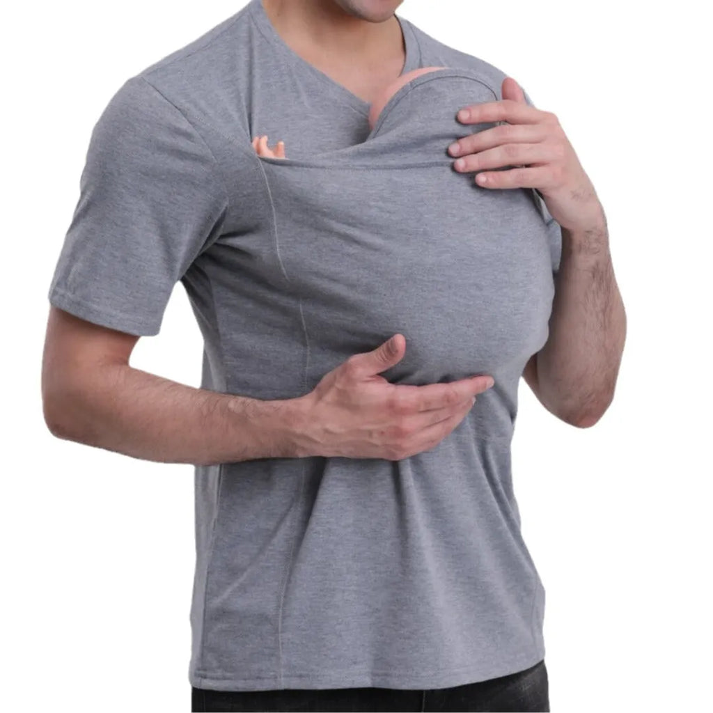 Kangaroo Dad men's pure cotton long sleeve t-shirt in black with spliced design, pullover style