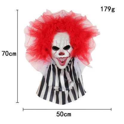 Spooktacular Halloween Clown Wreath for festive home decor, featuring a vibrant red clown design and durable cloth construction