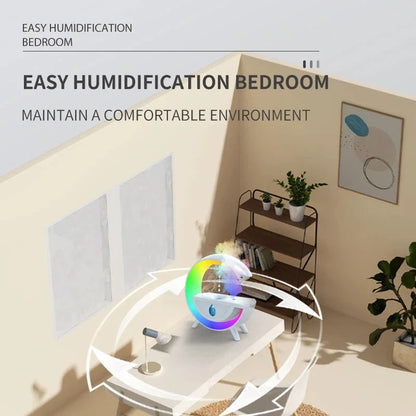 Levitating air humidifier with RGB night light, creating a mesmerizing display of floating water droplets