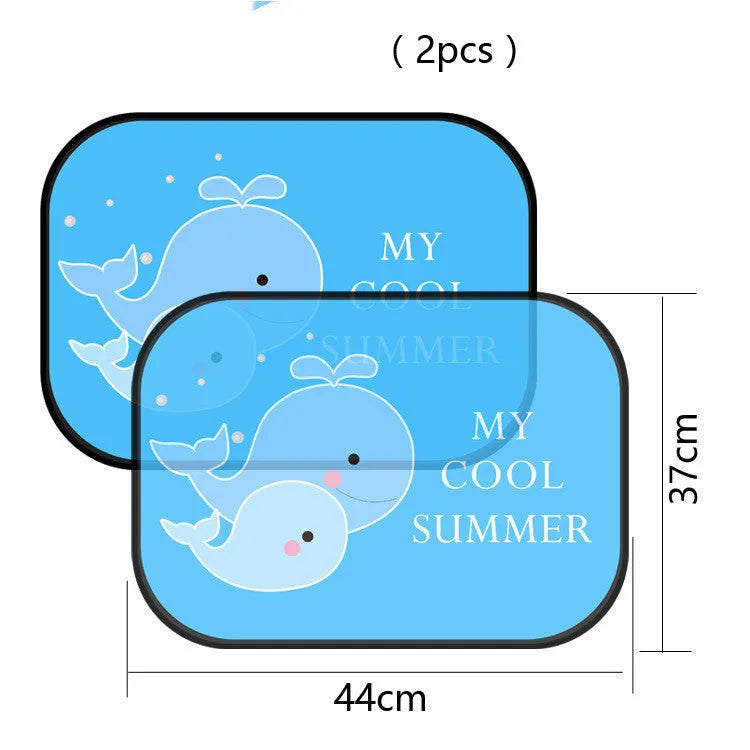 Electrostatic car side window sunshade with animal pair options on nylon mesh