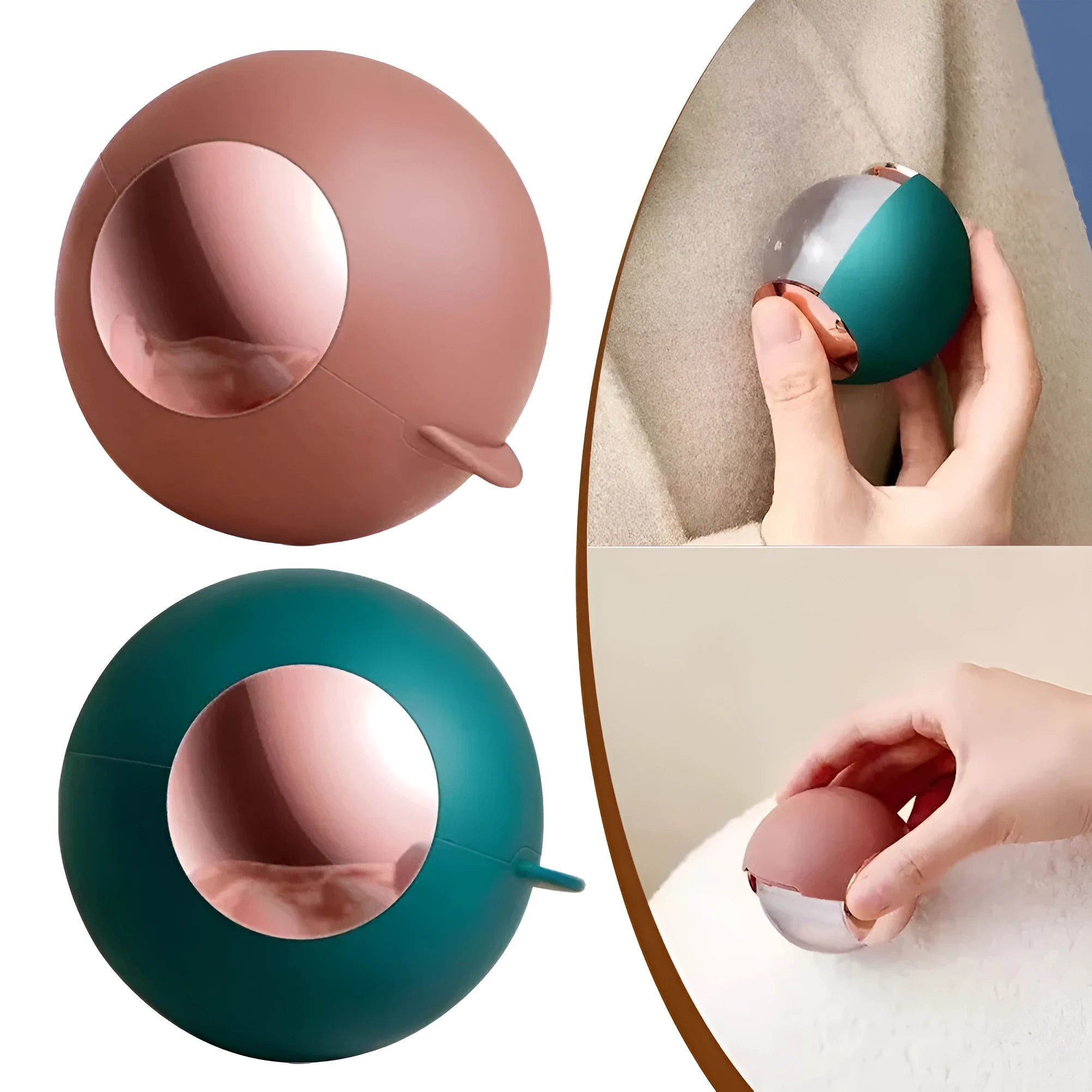 Green gold reusable gel lint roller ball for removing pet hair from clothing and fabrics