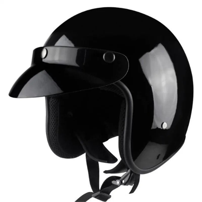 Men and women retro hard hat motorcycle helmet VS-050 in matte black with ABS shell and EPS liner