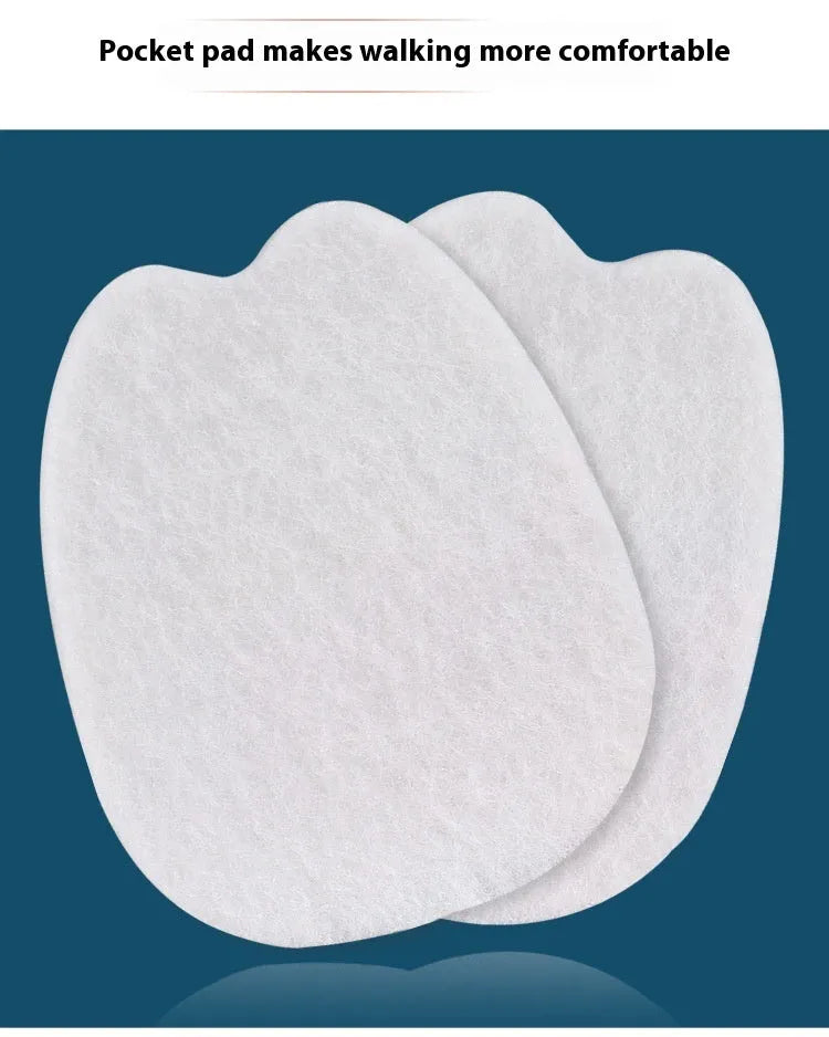 White thin felt shoe tongue protection sticker with front palm pad design.