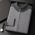 Men's navy blue cashmere blend sports cardigan suit with trousers for winter