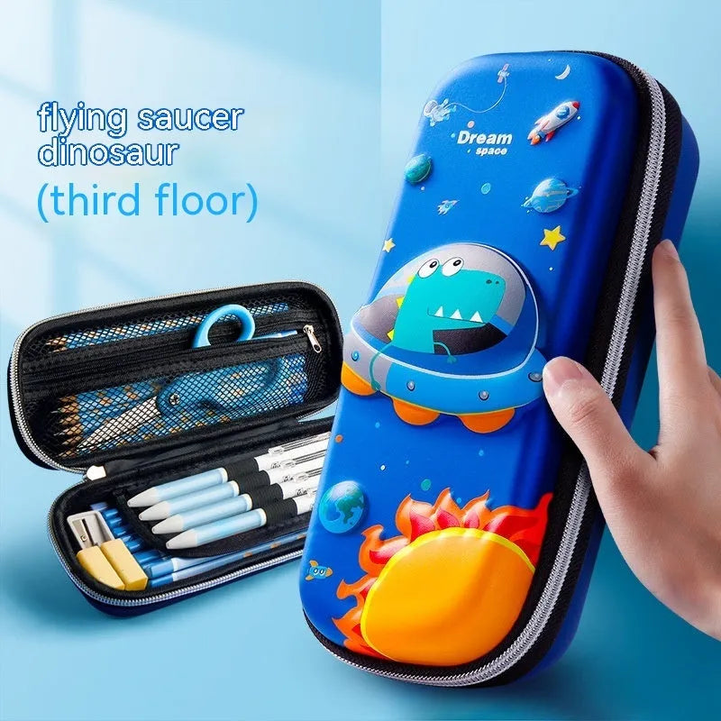 Three-dimensional EVA cartoon large capacity pencil case with astronaut pattern for kids school supplies