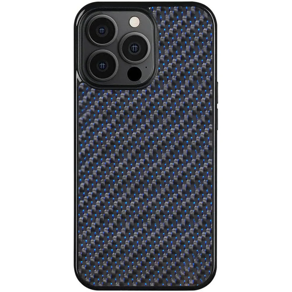 Carbon fibre 3K twill TPU phone case with magnetic suction for iPhone 15 14 13 12 11 in blue