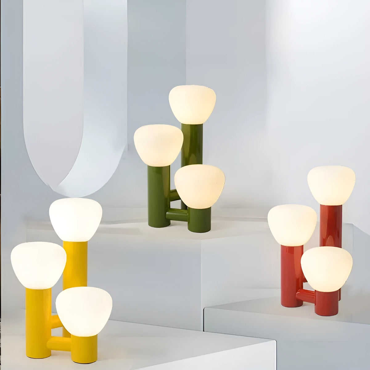 Creative mushroom table lamp in black with wrought iron frame and glass shade, three-colour dimming, 12W, Ra≥95 colour rendering