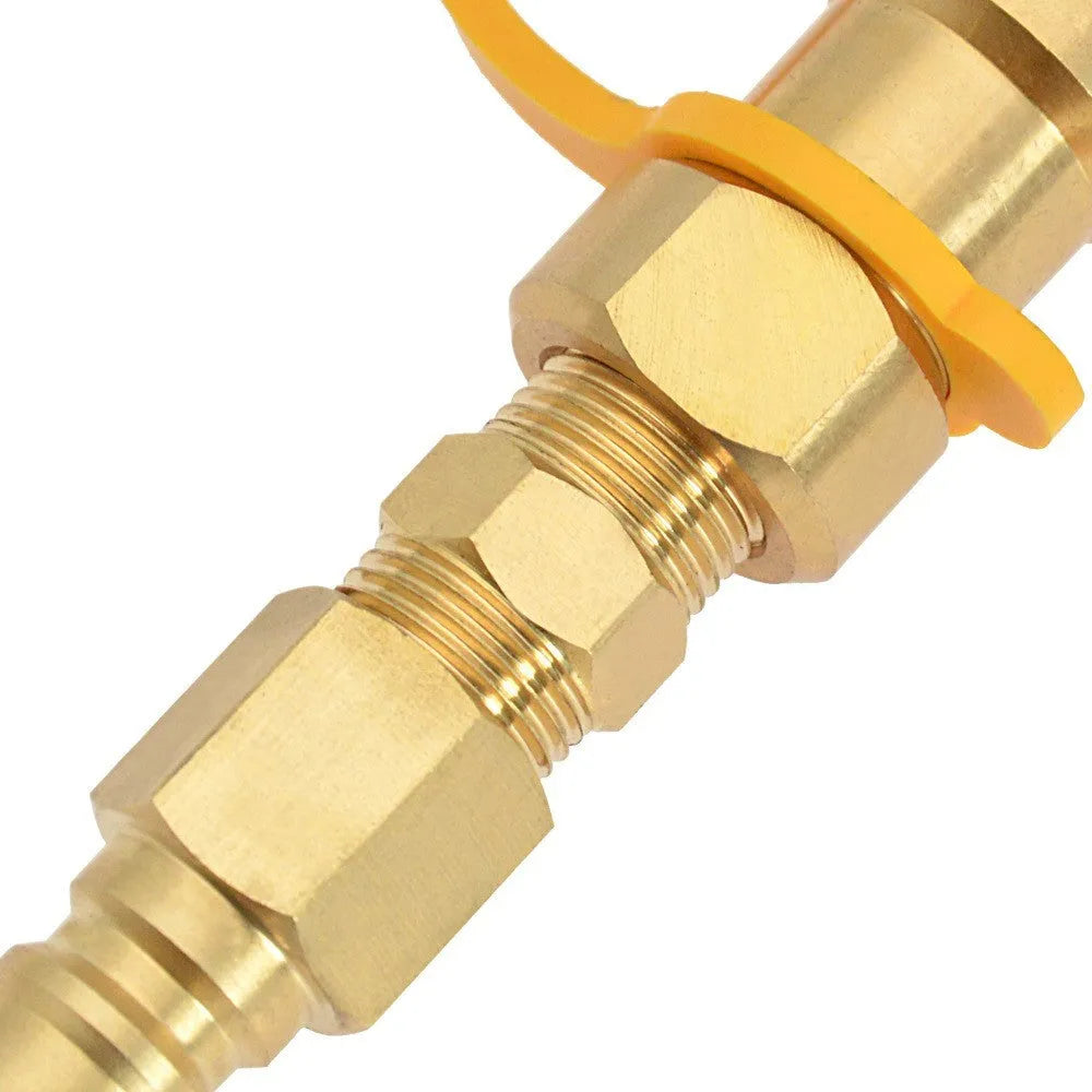 Gold brass gas propane conversion charging connector with 3/8 thread