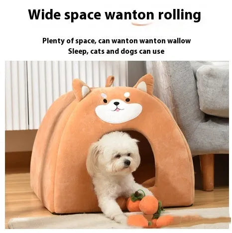 Warm cloth cat bed for autumn and winter, machine washable, in small medium large sizes.