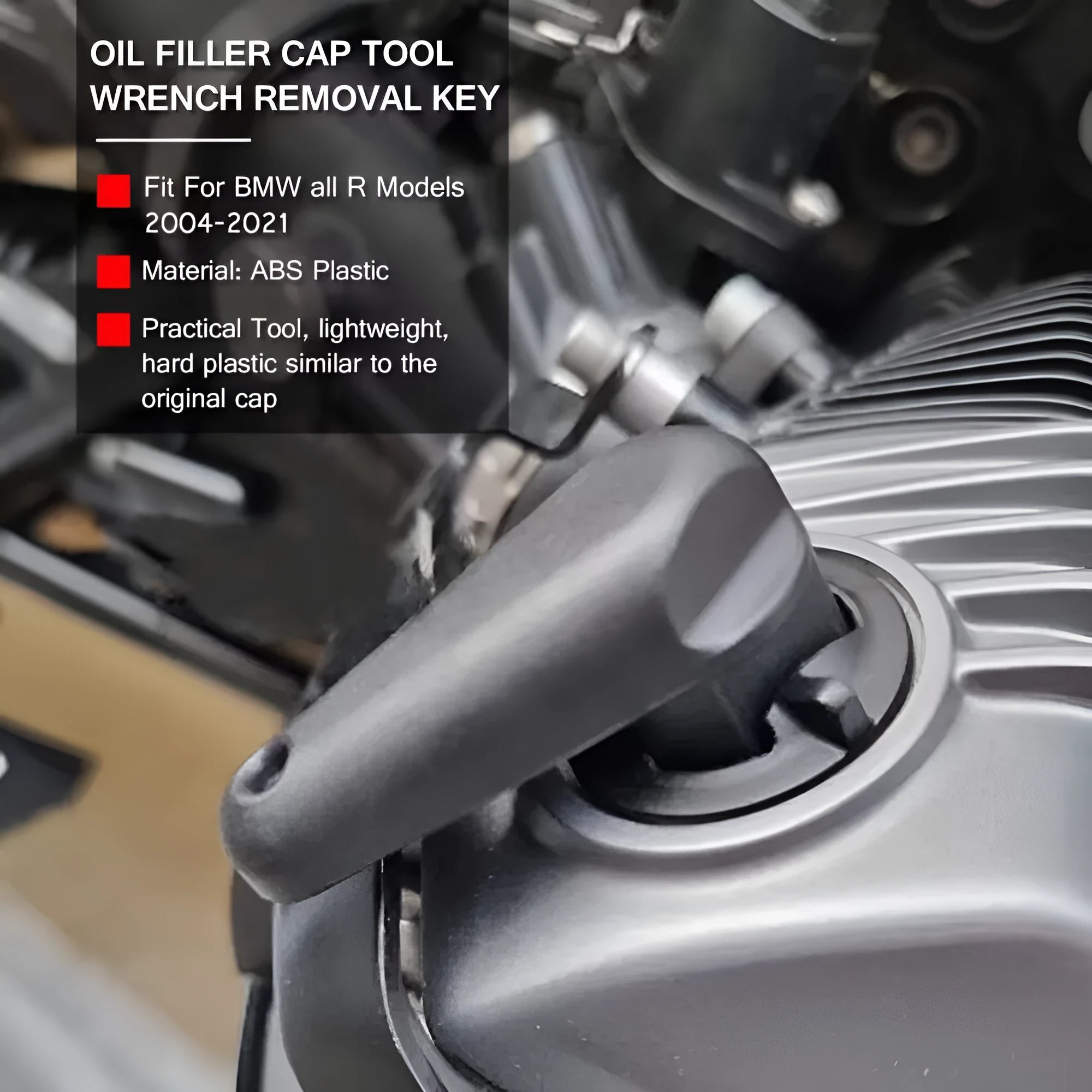 Black nylon quick release wrench for BMW R series motorcycle oil cap removal