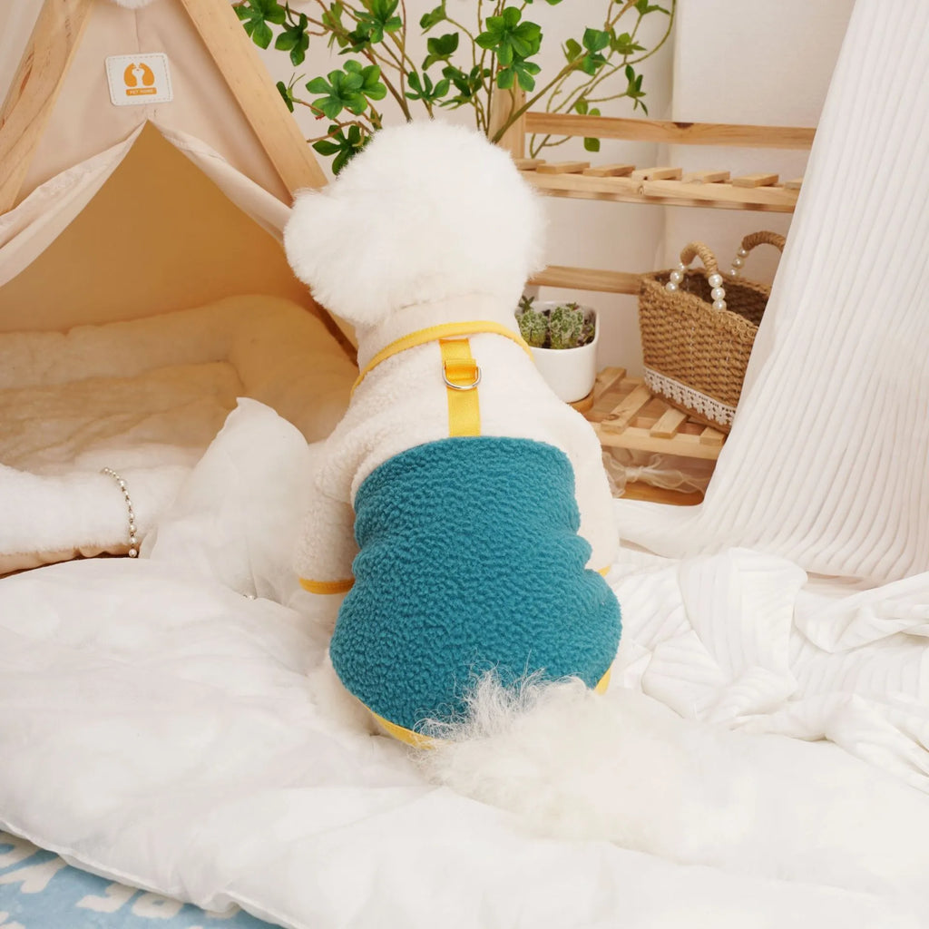 Lambswool pet sweatshirt in caramel colour with Berber fleece thickened construction for autumn winter wear