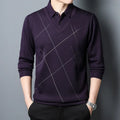 Men's long sleeve fake two pieces plaid T-shirt in gray, regular fit, polyester fibre blend