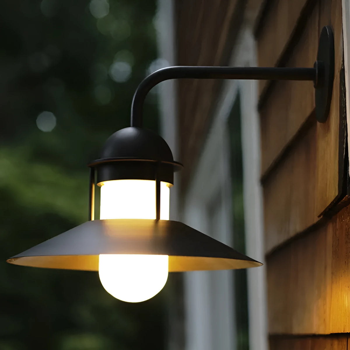 Minimalist retro outdoor waterproof wall lamp in black, 318mm wide, 85-265V single wall light