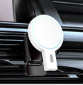 White mobile magnetic wireless charger with PD support on desk