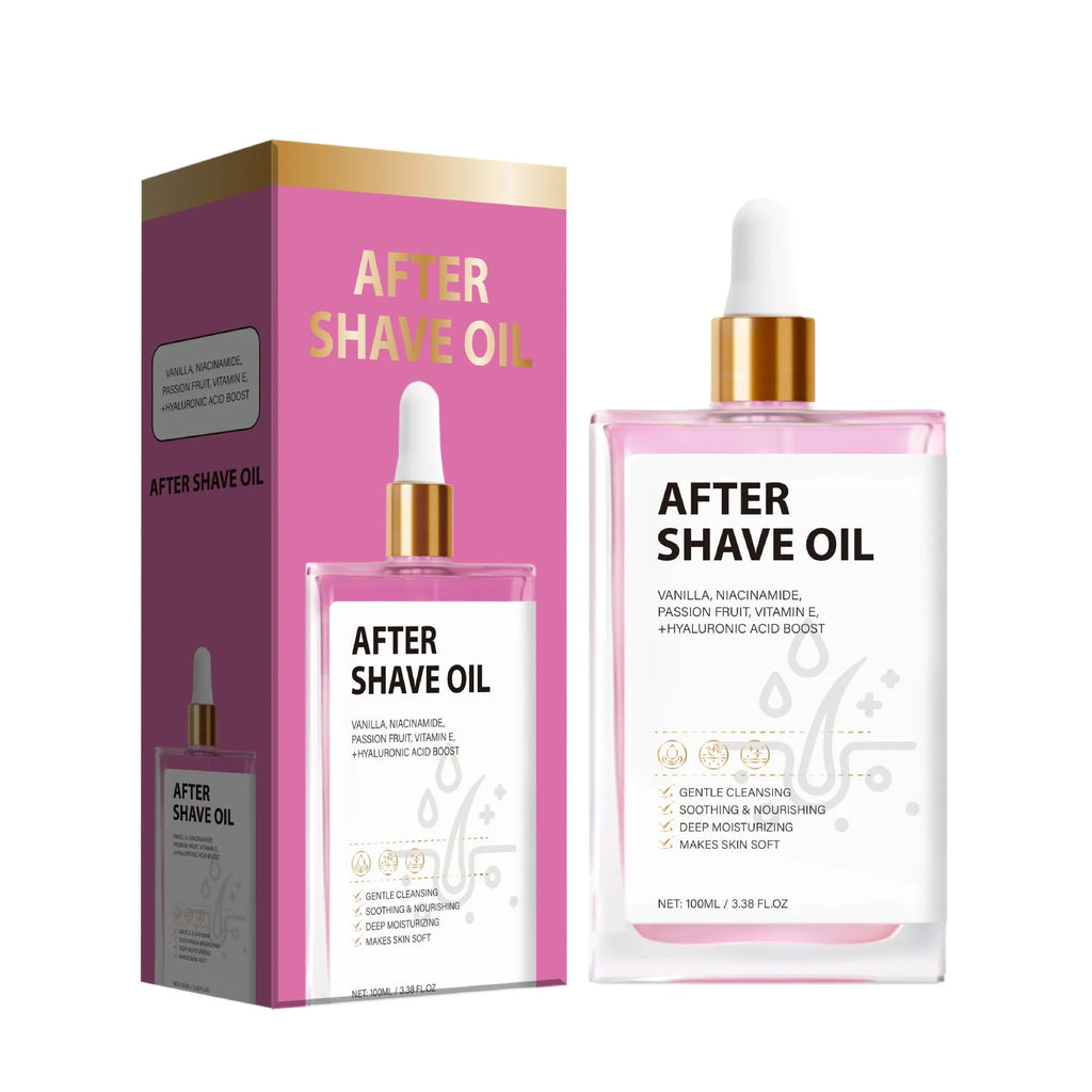 100ml bottle of men's aftershave oil with dropper applicator for post-shave soothing and moisturising