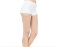 Leg shaping belt in skin colour on a white background, nylon fabric calf-length fitness support