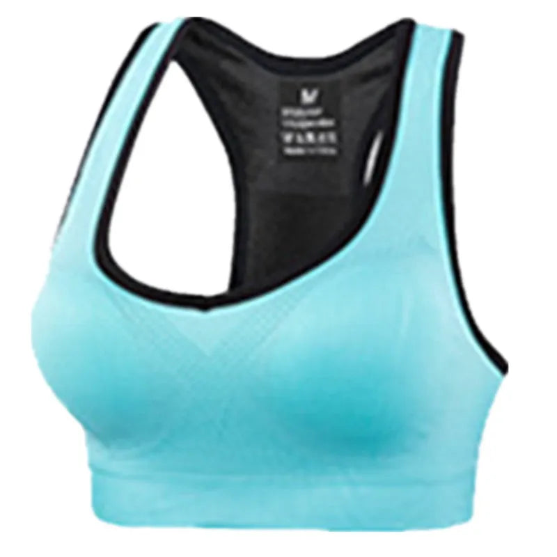 Large size non-wired sports push-up bra in black with adjustable straps, sizes M to 3XL