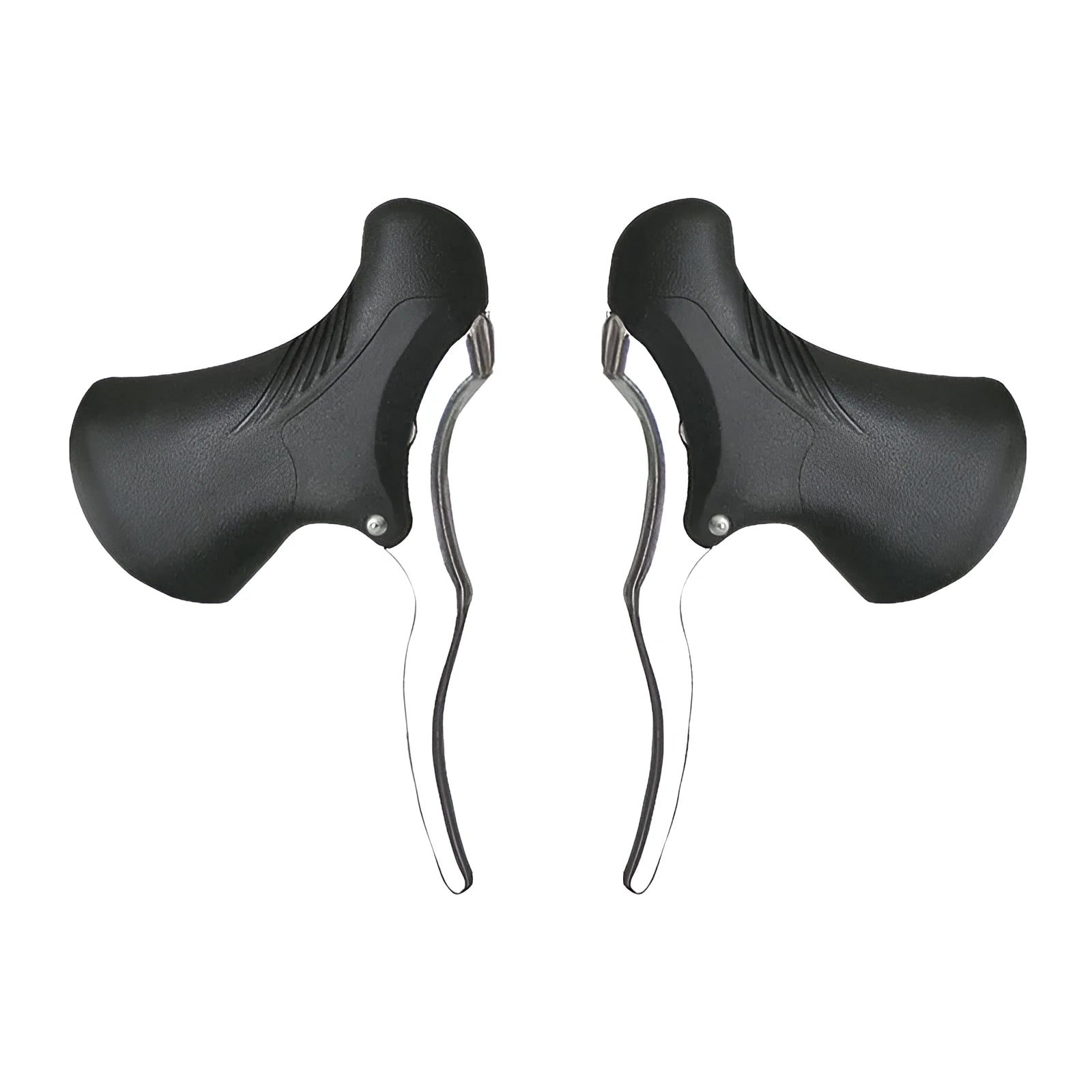 Aluminium alloy road bike brake lever pair in black or black silver for 22.2mm 23.8mm handlebars