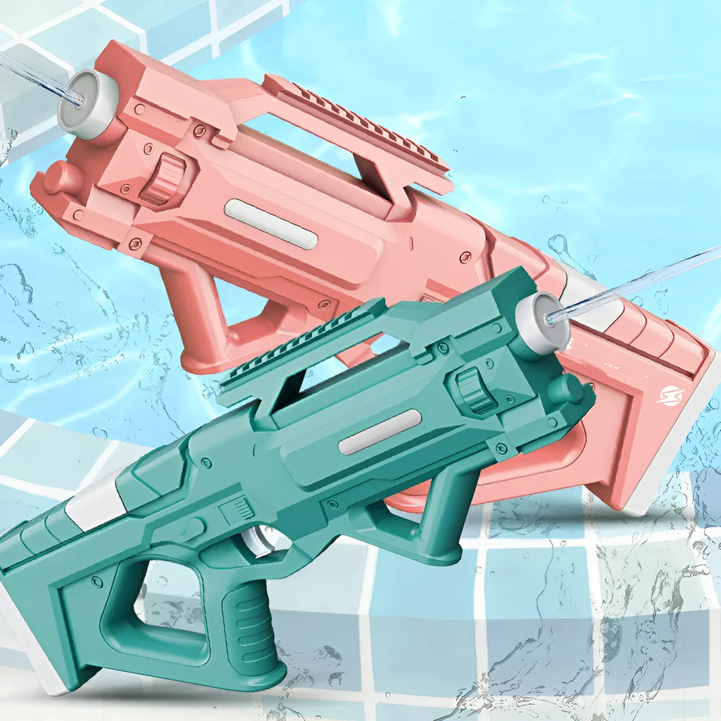 Electric water gun in gold, white, pink or blue, 45.7cm plastic toy with USB charging cable and manual