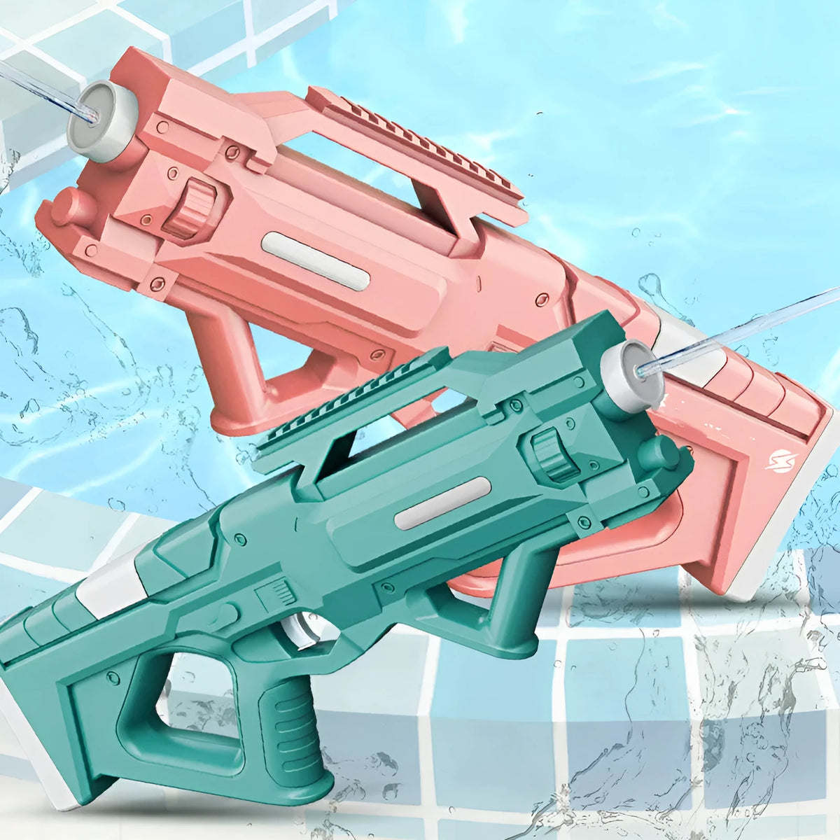 Electric water gun in gold, white, pink or blue, 45.7cm plastic toy with USB charging cable and manual