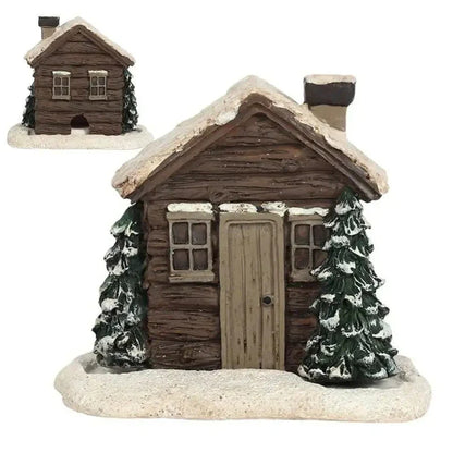 Rustic log cabin-shaped incense burner with wood-inspired finish, creating a cozy and inviting atmosphere in the home