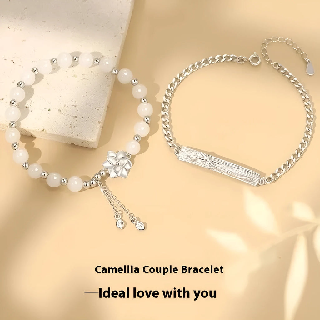 New Chinese Ins style beaded couple bracelet with resin flower design in S493 colours